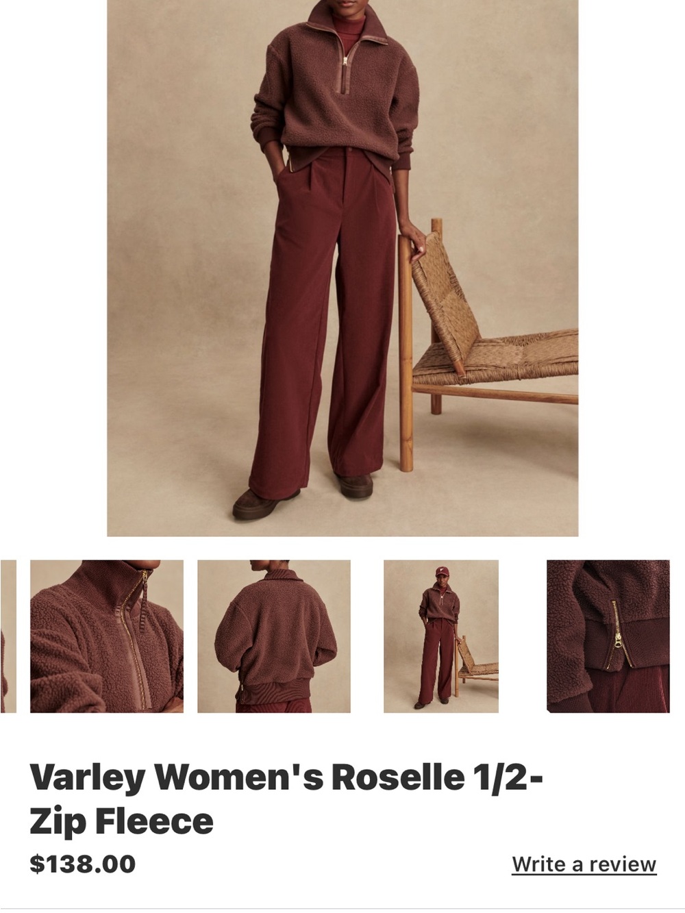 Varley Roselle 1/2-Zip Fleece in Deep Brown